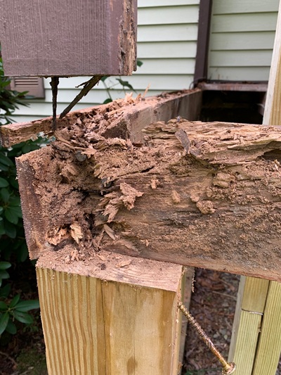 What extreme wood rot looks like in the poconos